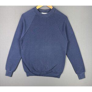 Vintage 90s Activewear Blank Navy Blue Crewneck Sweater Medium Rare Sports